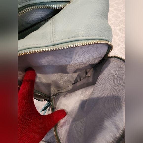 MICHAEL KORS Leather Celadon Azure Rhea Zip Travel Backpack -Medium - Picture 6 of 12